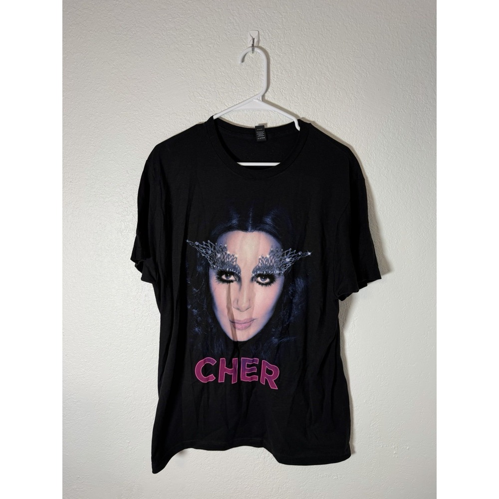 Vintage Cher Concert T Shirt Men's L Black 90s Shirt DRESSED TO kILL EXCELLENT